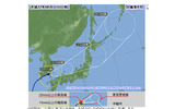 台風4号の予想進路。東北地方を横断する予想となっているの画像