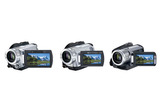HDR-UX7(左)、HDR-UX5(中)、HDR-HC7(右)の画像