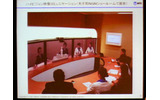 NGNショールームでのハイビジョンテレビ会議の例。ラウンドテーブルを摸したシステム。かなり自然で違和感がなくストレスフリーな会議が可能の画像