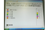 受講者全員参加でアンケートを取っている様子。アンケート結果は即座に集計され表示されるが、講師側で表示させないようにする事も可能の画像