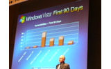 Windows Vista出荷後90日間における脆弱性の状況。他社のOSやデータベースと比べて、Vistaの脆弱性は最も少ないというの画像