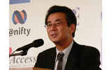 事業内容を説明するオープンワイヤレスネットワーク株式会社代表取締役深田浩仁氏の画像
