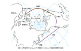 4K映像素材（6Gbps）2大洋横断（21,000km）中継配信実験の経路の画像