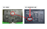 製造番号の表示位置の画像
