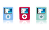 SportGrip for iPod nano（左からブルー/レッド/グリーン）の画像