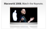 MacWorld 2008でのスティーブ・ジョブズ氏の基調講演の画像