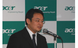 日本エイサー代表取締役社長ボブ・セン氏。今回の発表会は、3月12日（現地時間）にニューヨークで行われた同社のプレスカンファレンスの第2弾として行われた形になり、同社が日本市場にかける意気込みが伝わってくるの画像