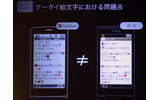 ソフトバンクから他社の携帯電話に絵文字入りのメールを送った場合、字化けすることがあるの画像