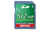 　バッファローは、20Mバイト/秒の高速転送に対応したSDメモリーカード「RSDC-G512M」（512Mバイト）を10月下旬に発売する。の画像