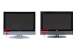 型名は本体正面左下に記載（左：W32L-H8000/HR8000、右：W32L-H9000/HR9000）の画像