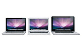「MacBook」シリーズのMacBook（左）MacBook Air（中）MacBook Pro（右）の画像