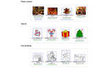 それぞれ写真コンテンツ・クリップアート・線画を指定して、「Christmas」をイメージ検索した結果の画像