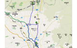 出発地点の甲斐大泉温泉パノラマの湯から須玉インターまでのルート。県道28号を下り、途中、県道608号へ左折、国道141号を経由して中央道、須玉ルートへの画像