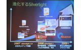 Silverlightの進化。2007年にバージン1.0がリリース、2008年には著作権管理大規模配信などに対応した2.0が登場したの画像