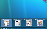 Windows 7ではいくらウィンドウを開いてもタスクバーはすっきり。ウィンドウがまとめられているアイコンにマウスカーソルを合わせると、そのアプリケーションで開いているウィンドウの縮小画面がポップアップで表示されますの画像