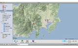 撮影した場所が地図上に赤いピンで表示されるの画像