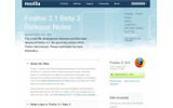 「Mozilla Firefox 3.1 Beta 3」Release Notesサイト(画像)の画像
