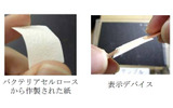 バクテリアセルロースから作製された紙と表示デバイスの画像