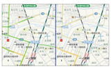 通行可能なルートは緑色で表示されるの画像