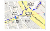 運転ルート案内と同じように、線をドラッグして道順を変えることもできるの画像