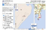 GetLocInfoを起動して対象サイトのALPSLABをクリック。地図サイトが表示されたら住所の検索などで登録したいポイントを見つけ、「緯度経度」をクリップボードにコピーするの画像