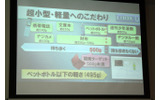 超小型・軽量へのこだわりをまとめた発表会資料の画像