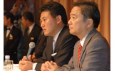 (左)代表取締役会長兼社長の三木谷浩史氏(右)代表取締役副社長執行役員の國重惇史氏の画像