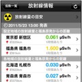 放射線量・福島原発からの距離表示画面