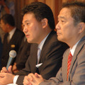（左）代表取締役会長兼社長の三木谷浩史氏（右）代表取締役副社長執行役員の國重惇史氏