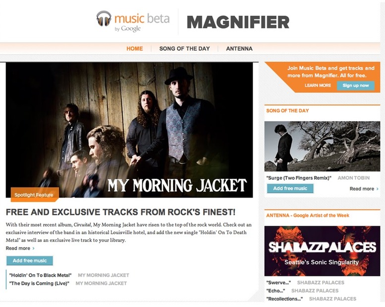 Googleの音楽情報サイト「Magnifier」