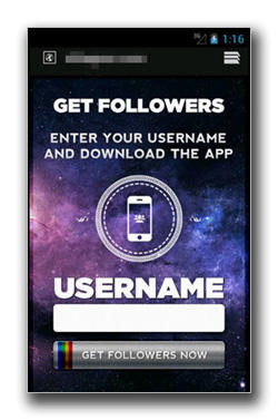 ”Get Followers”というアプリを提供するページ