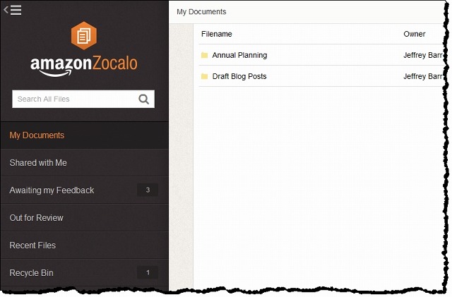 「Amazon Zocalo」利用画面イメージ