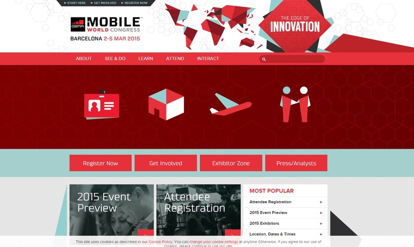 Mobile World Congress 2015公式ウェブサイト（キャプチャ）