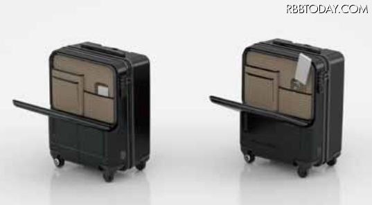 エースのPROTECA MAXPASSシリーズは国産スーツケースとして高い人気を誇る。機内持ち込み最大級は40リットル。2015年からデザインオフィスnendoと協業しており、今回のソフトバンクが加わることで、IoTスマートラゲージ製品を発売する（画像はプレスリリースより）