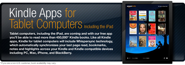 「Kindle Apps for Tablet Computers Including the iPad」