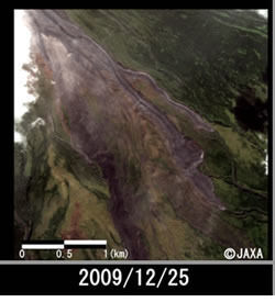マヨン山の南東側斜面の拡大図（溶岩流出後）