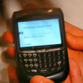 BlackBerry 8708hのインターフェイスはすべて英語となる。日本語の表示は可能だが、入力には対応していない