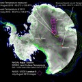 南極と最低気温観測地点　(C) National Snow and Ice Data Center