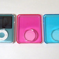 Clear Crystal Case for 3rd iPod nano（左からクリア/クリアピンク/クリアブルー、iPod nanoは付属しない）
