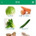 アプリの画面イメージ（野菜選択）
