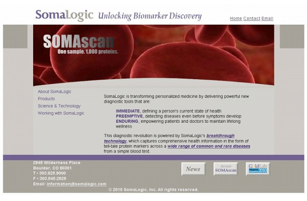 SomaLogic社サイト（画像）