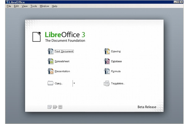 「LibreOffice」起動画面