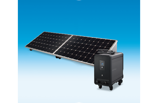 可搬式リチウムイオン蓄電システムと、太陽光発電パネルを組み合わせた「SOLAR STORAGE」