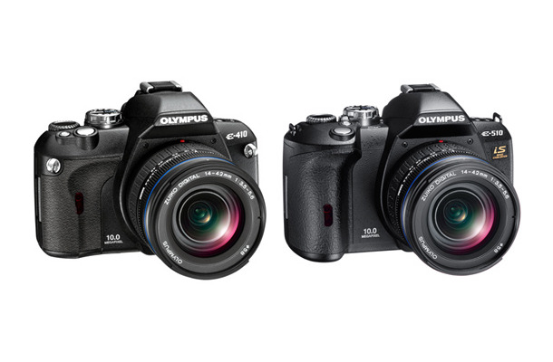 左から、デジタル一眼レフカメラ「E-410」と「E-510」