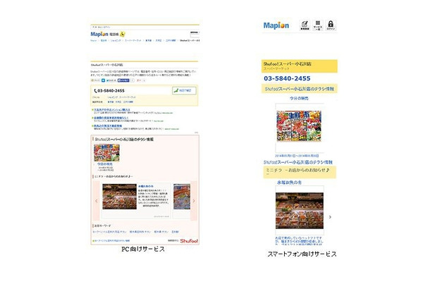 『マピオン電話帳』×『Shufoo！ミニチラ』のイメージ