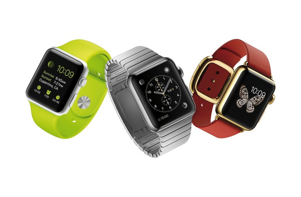 Apple Watch。左から「Apple Watch SPORT」、「Apple Watch」、「Apple Watch EDITION」。