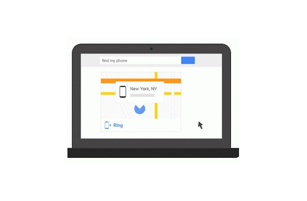 PCからGoogle検索で「Find my phone」と入力すると地図上で端末の現在地を表示してくれる