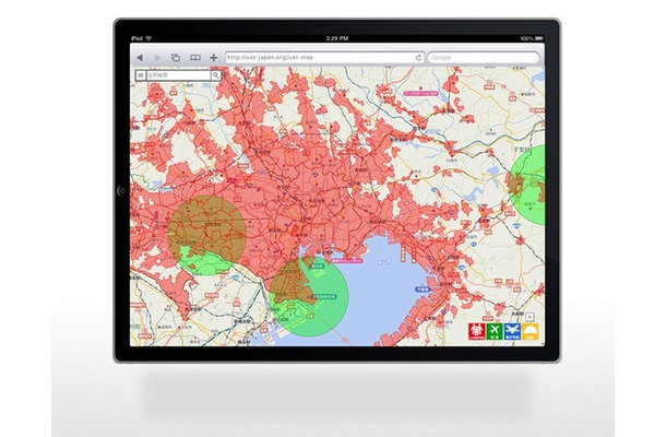 「無人航空機専用飛行支援地図サービス」の画面表示のイメージ