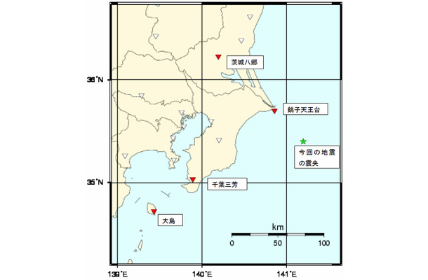 緊急地震速報発表に用いた気象庁の地震観測点