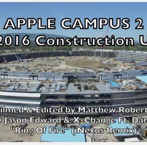 まるで宇宙船！ 建設中のアップル新社屋をとらえた新たな空撮動画 画像